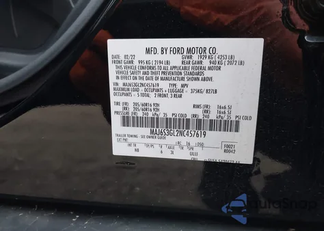 2022 Ford Ecosport Se from USA, damaged, VIN MAJ6S3GL2NC457619